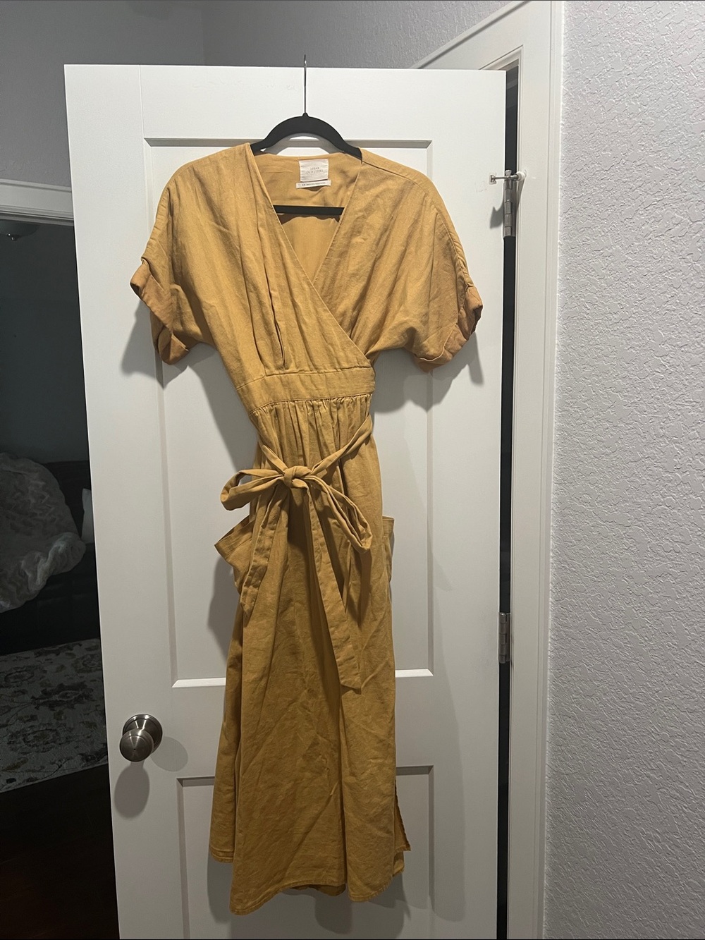 Urban Outfitters Mustard Wrap Maxi Dress with Tie Waist
